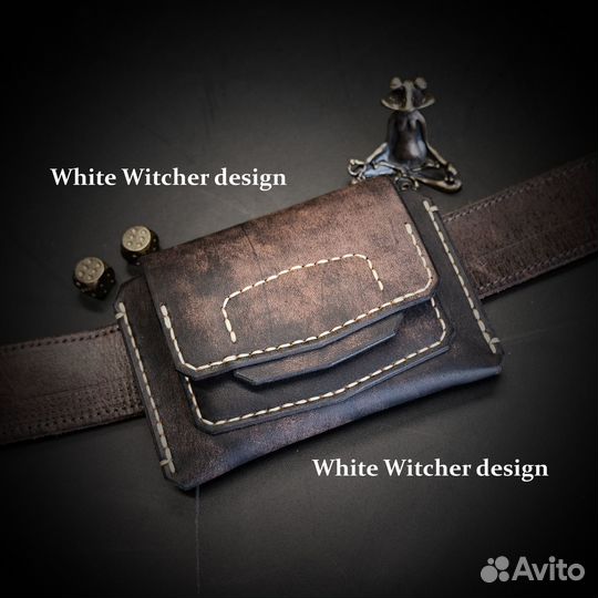 Крафтовый кошелек на ремень ручная работа