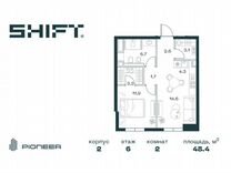 2-к. квартира, 48,4 м², 6/18 эт.