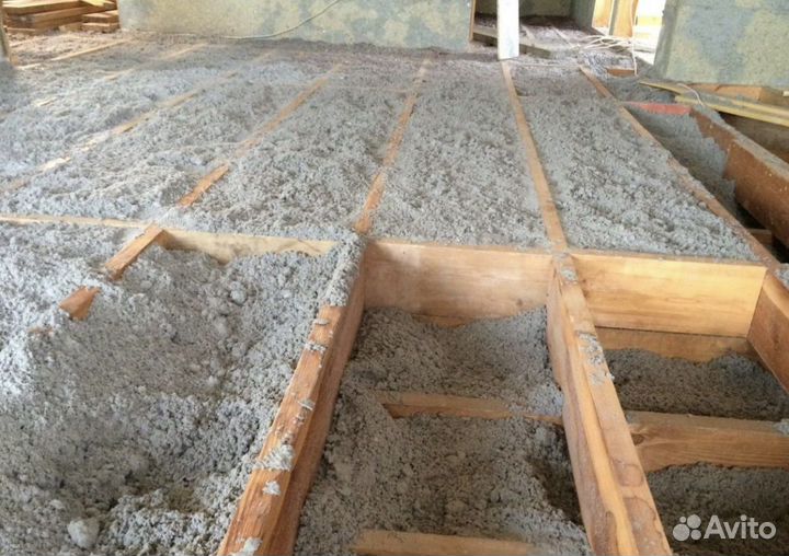 Утипление потолока шумо изоляция Эковата Пенобетон