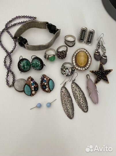 Серьги, кольцо, подвеска, брошь