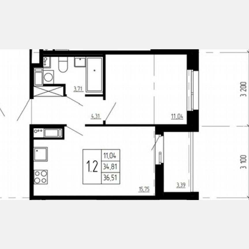 1-к. квартира, 36,5 м², 6/9 эт.