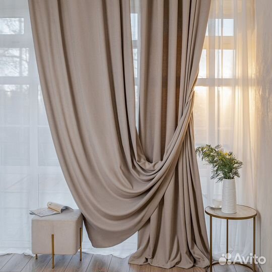 Премиум Шторы Ламия сливочный новые на окна пошив