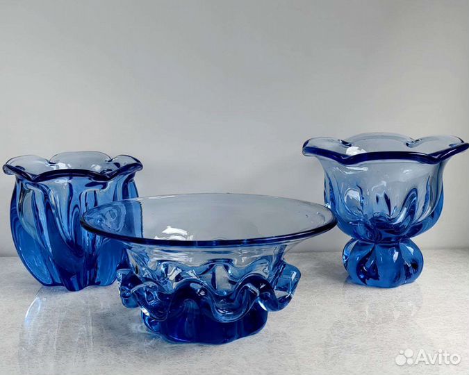 Ваза конфетница цветное стекло