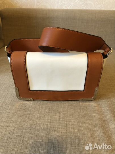 Сумка бело-коричневая кожа (торг) снежная королева