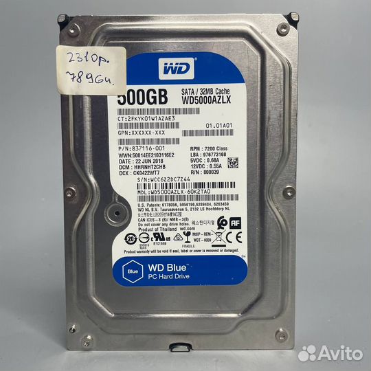 Жесткий диск Western Digital WD Blue 500 гб WD5000