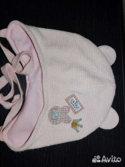 Шапка для девочки на демисезонная до 18 мес