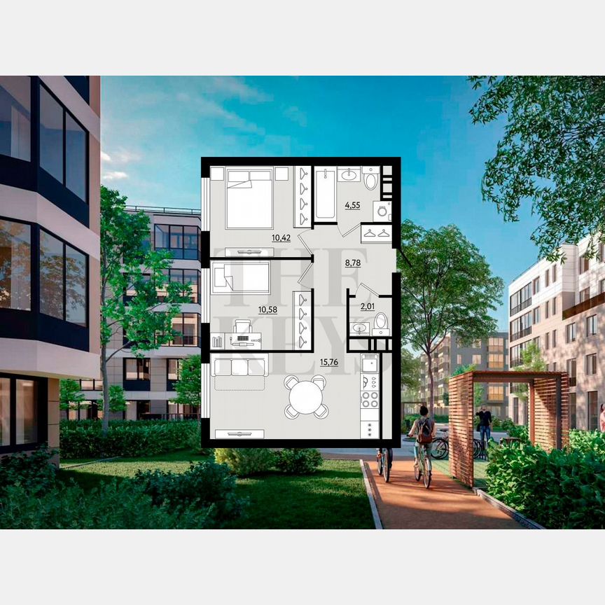 2-к. квартира, 52,1 м², 4/5 эт.