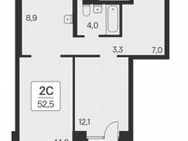2-к. квартира, 52,5 м², 2/11 эт.