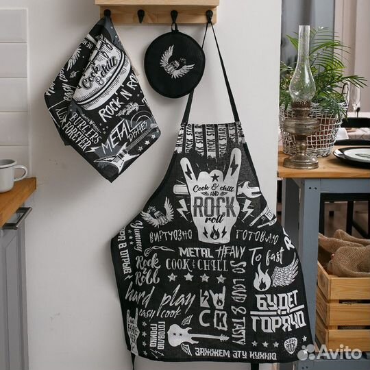 Кухонный набор Rock'n'roll: фартук, прихватка, пол