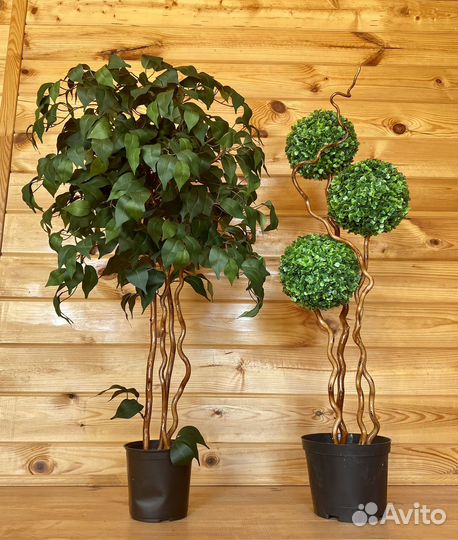 Искусственное дерево фикус, самшит, пальма