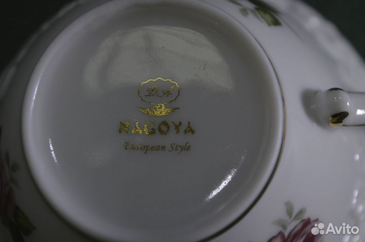 Чайные пары (набор, 4 штуки). Фарфор, розы. Нагойя