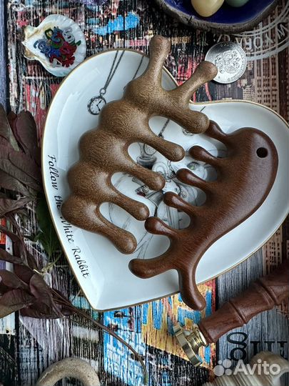 Массажный гребень расческа (дерево)