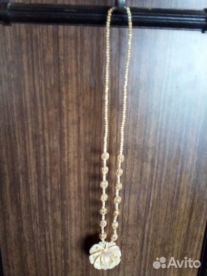 Сандаловое дерево кость стекло колье кулон бусы