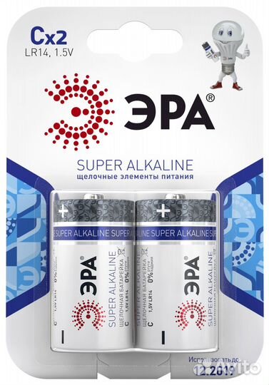 Батарейки эра LR14-2BL super Alkaline (12/96/5280)