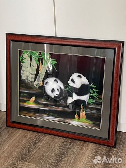Картина интерьерная из войлока «Панды»