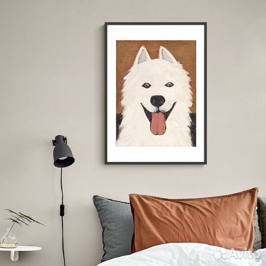 Постер с белой собакой