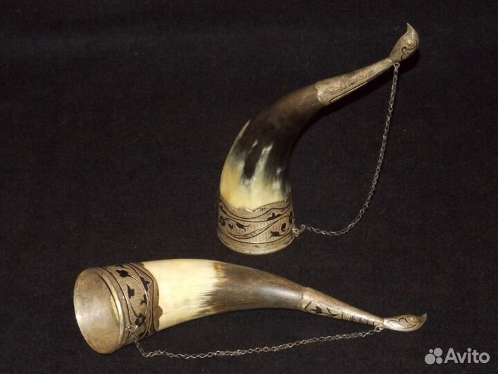 Рог сувенирный в серебре