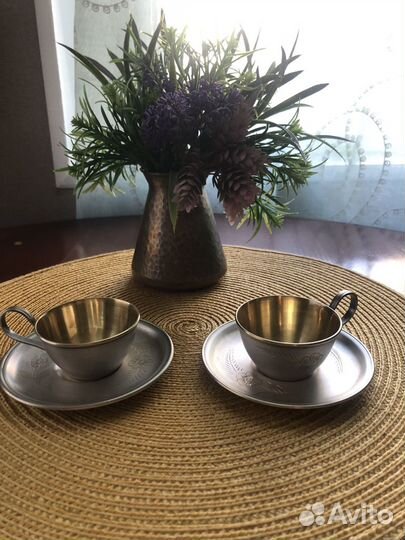 Чашки кофейные мельхиор СССР 2 пары