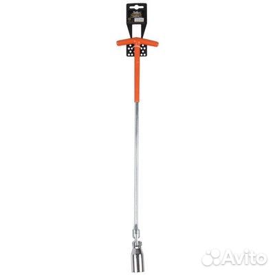 Ключ свечной т-образный с карданом 21*500мм с рези