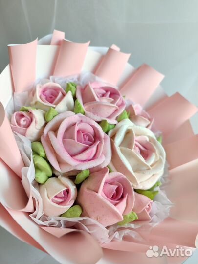 Съедобный букет из зефирных роз на заказ