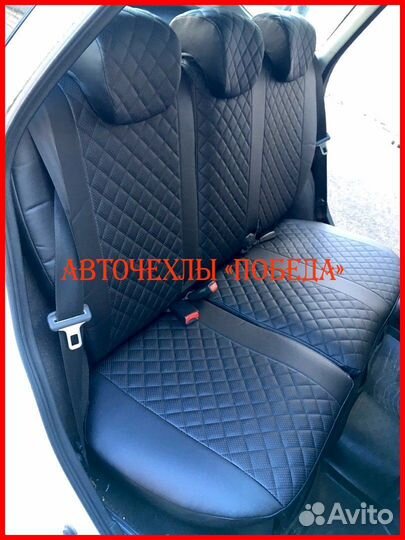 Чехлы LADA Kalina из экокожи чёрные Ромб