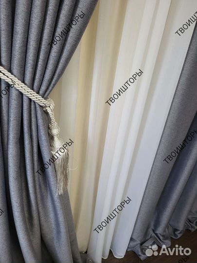 Шторы блэкаут под лен кашемир