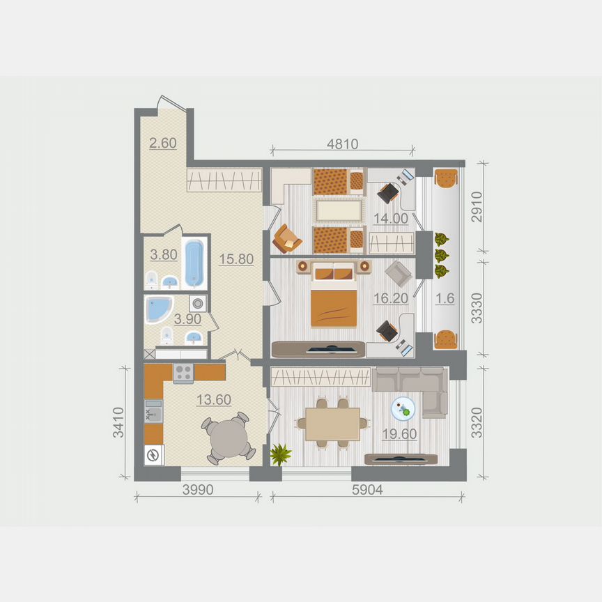 3-к. квартира, 89,5 м², 3/9 эт.