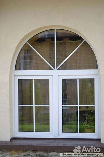 Окно Арочное ширина 1200мм - высота 1600мм Белое