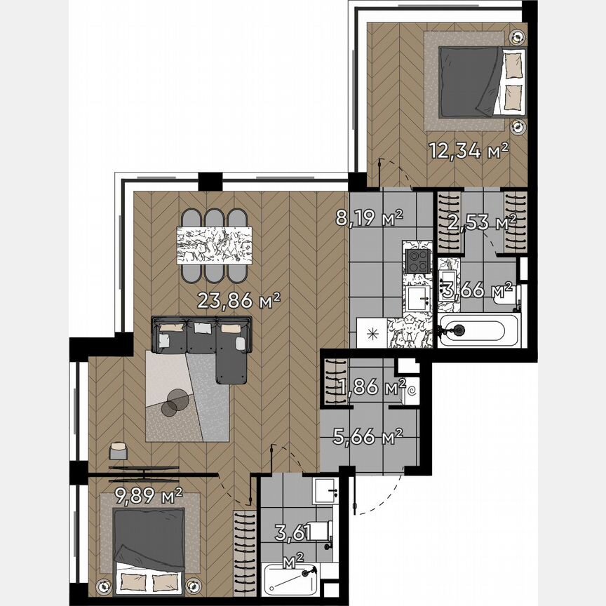 3-к. квартира, 71,6 м², 17/25 эт.