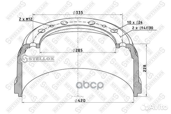85-00036-sx барабан тормозной 420x150/166 h2
