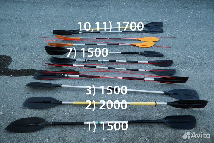 Весло для байдарки, каяка, sup. 2х секционное