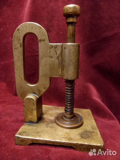 Старинный бронзовый пресс под печать,Россия 19 в