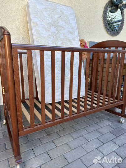 Детская кроватка-качалка papaloni с матрасом