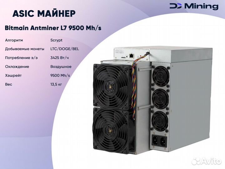 Asic майнер Bitmain Antminer L7 9500 Mh/s