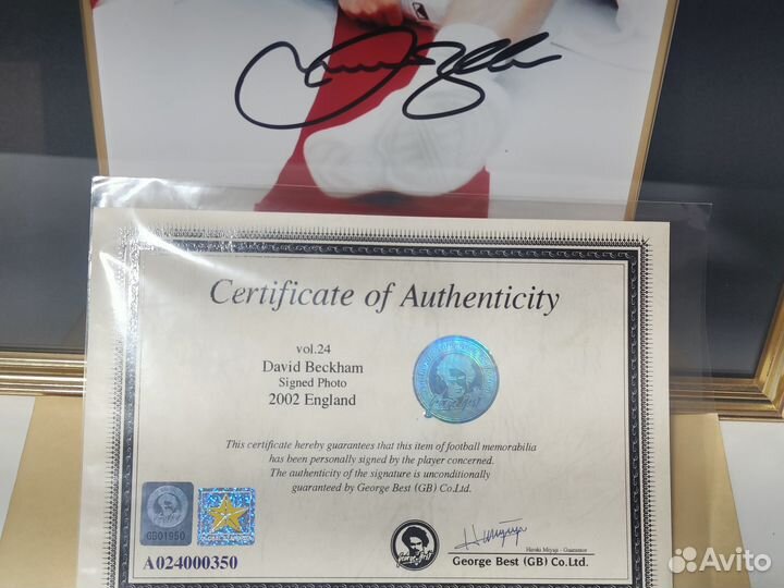 Фото Дэвид Бекхэм с автгографом (сертификат)