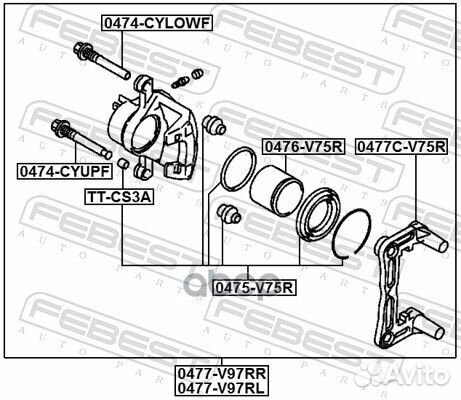 Суппорт тормозной зад лев 0477V97RL Febest