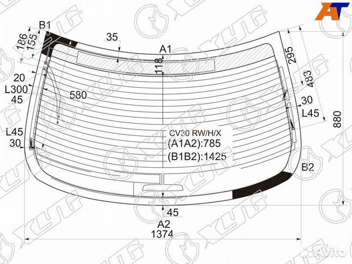 Стекло заднее Lexus ES 300