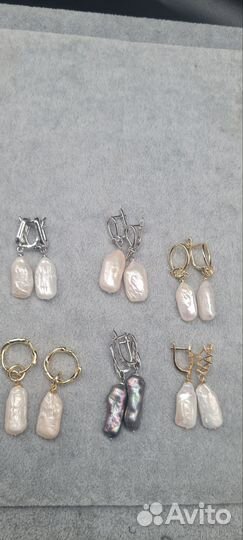 Серьги из натурального барочного жемчуга