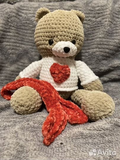 Плюшевый мишка вязаный ручной работы