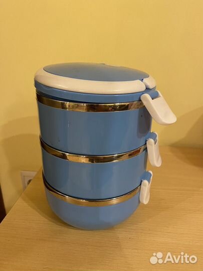 Контейнер для еды, 3 в 1, пластик/металл