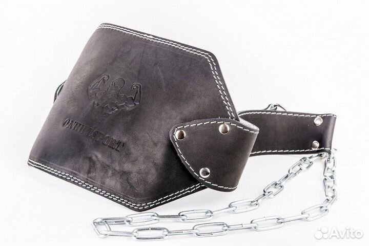 Пояс кожаный с цепью (атлетический) 100 см черный