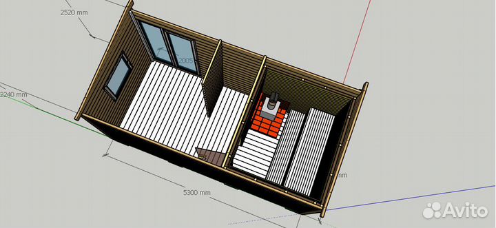 Баня 2,5 на 5,3 минибрус 45*140*6000мм