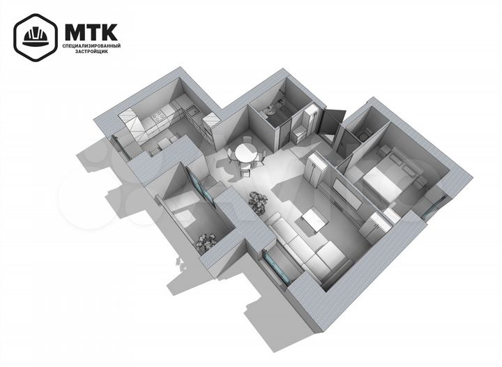 2-к. квартира, 54,8 м², 2/8 эт.