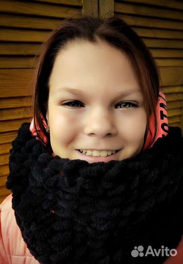 Снуд чёрный ручная работа