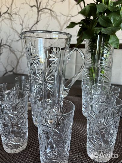 Графин (кувшин) и бокалы хрусталь