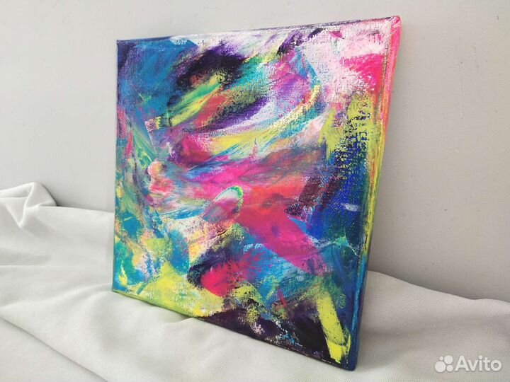 Картина абстракция акрилом на холсте, 20*20 см