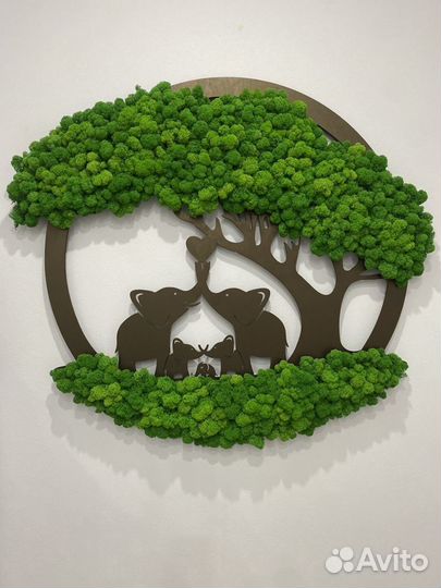 Панно со мхом круглое