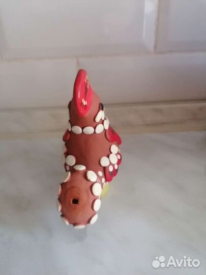 Петушок свистулька глиняный