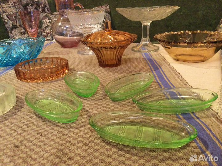 Посуда из цветного стекла СССР