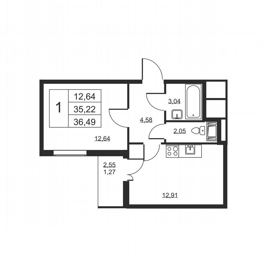 1-к. квартира, 36,5 м², 4/19 эт.